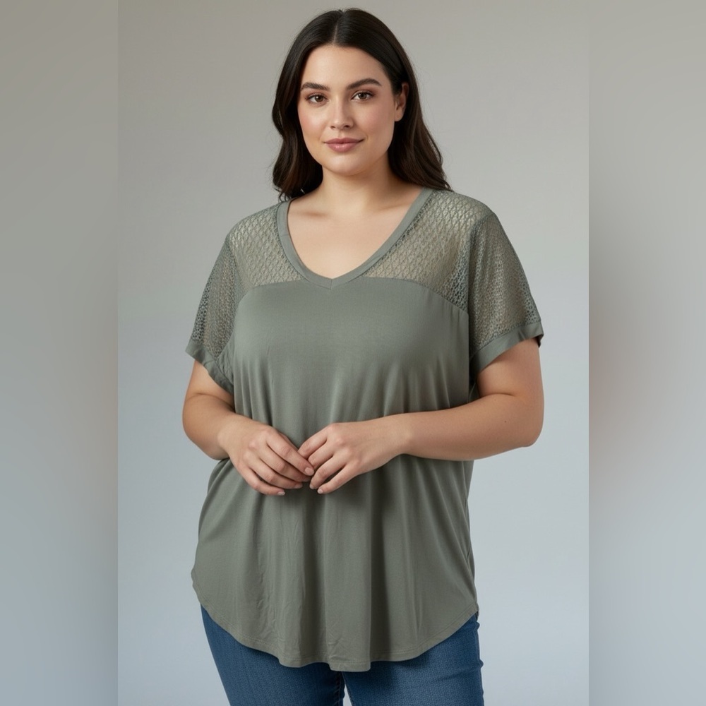 Love & Legend - Mesh Short Sleeve V-Neck Top